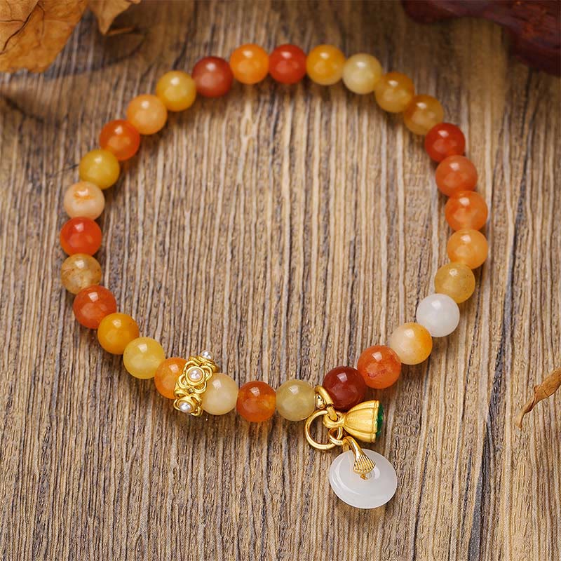 Nimara Ritual Peace Buckle Golden Silk Jade Ward Off Evil Spirits Bracelet