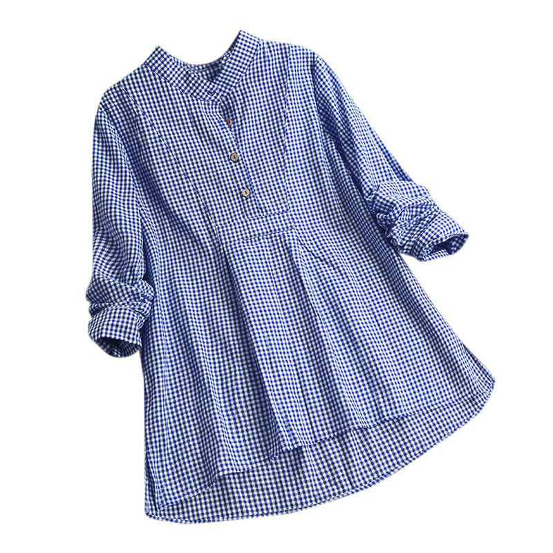 Nimara Ritual Women's Buttons Long Sleeve Checked Pattern Shirt