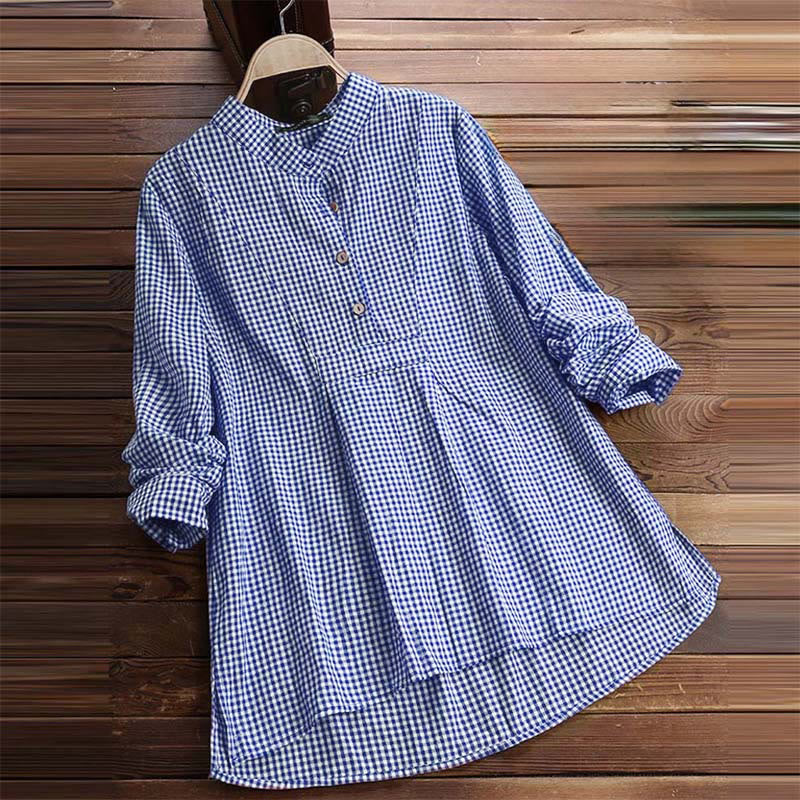 Nimara Ritual Women's Buttons Long Sleeve Checked Pattern Shirt