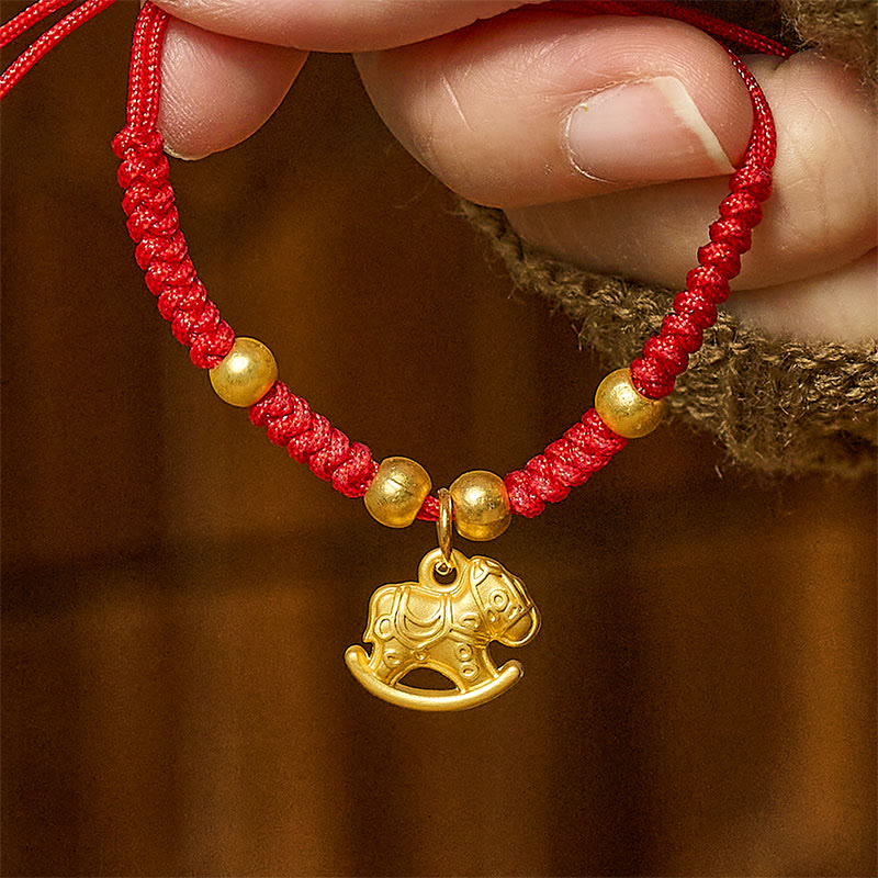 Nimara Ritual Golden Year Of The Horse Red String Copper Strength Braided Bracelet
