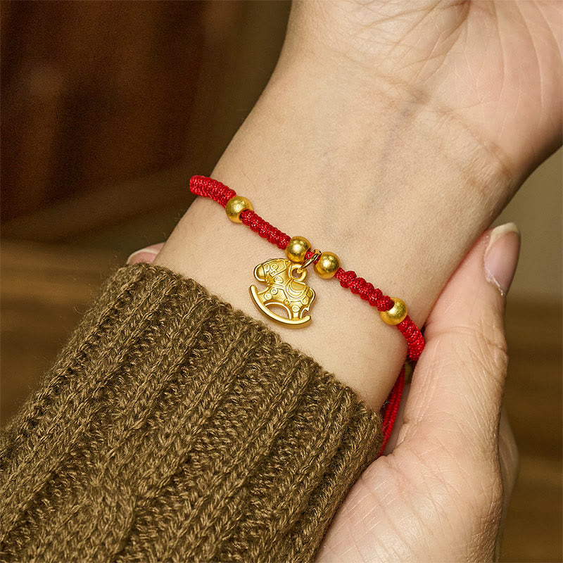 Nimara Ritual Golden Year Of The Horse Red String Copper Strength Braided Bracelet