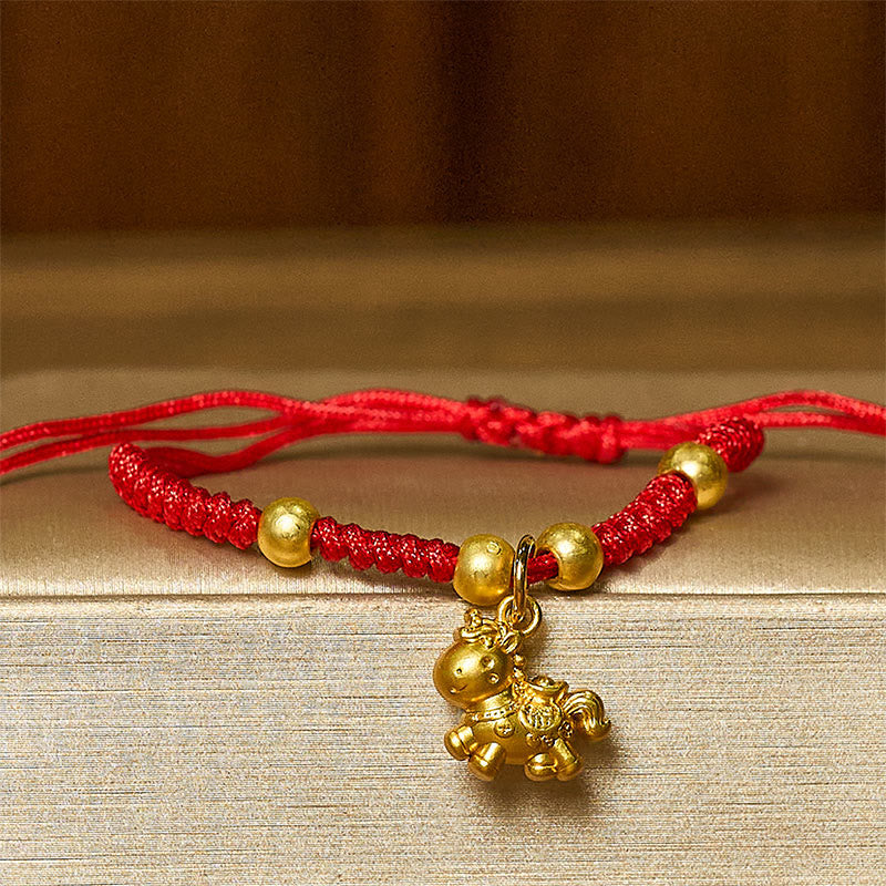 Nimara Ritual Golden Year Of The Horse Red String Copper Strength Braided Bracelet