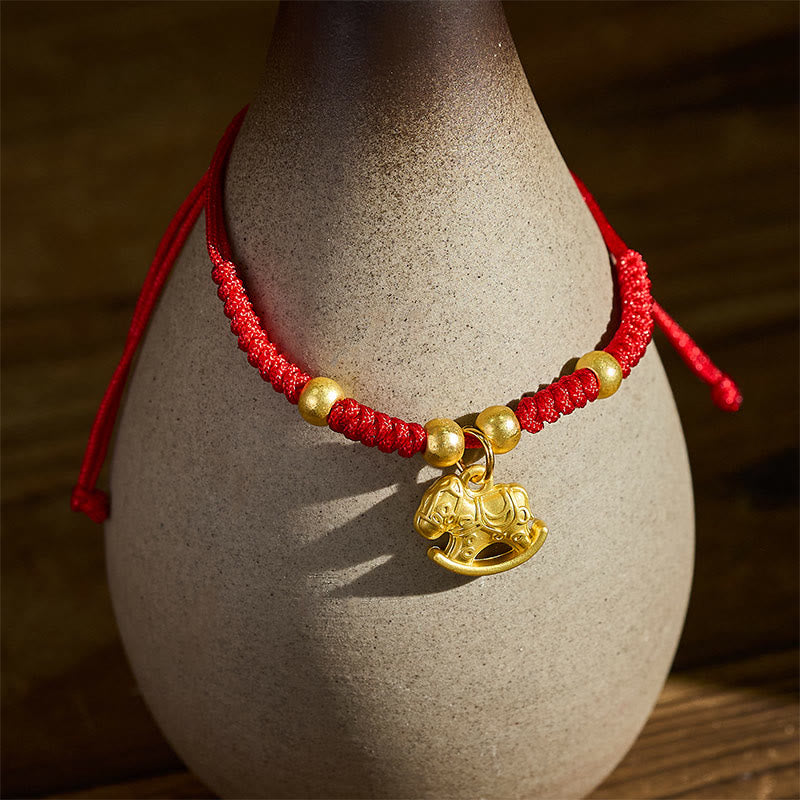 Nimara Ritual Golden Year Of The Horse Red String Copper Strength Braided Bracelet