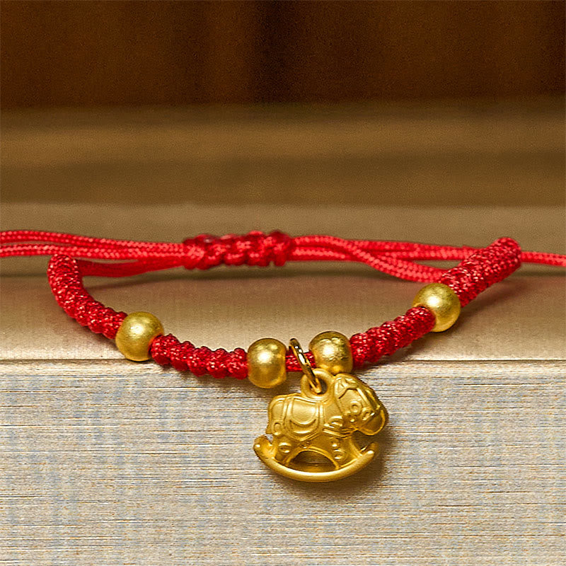 Nimara Ritual Golden Year Of The Horse Red String Copper Strength Braided Bracelet