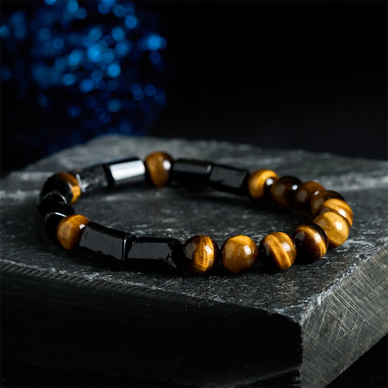 Nimara Ritual Natural Black Tourmaline Tiger Eye Positive Bracelet