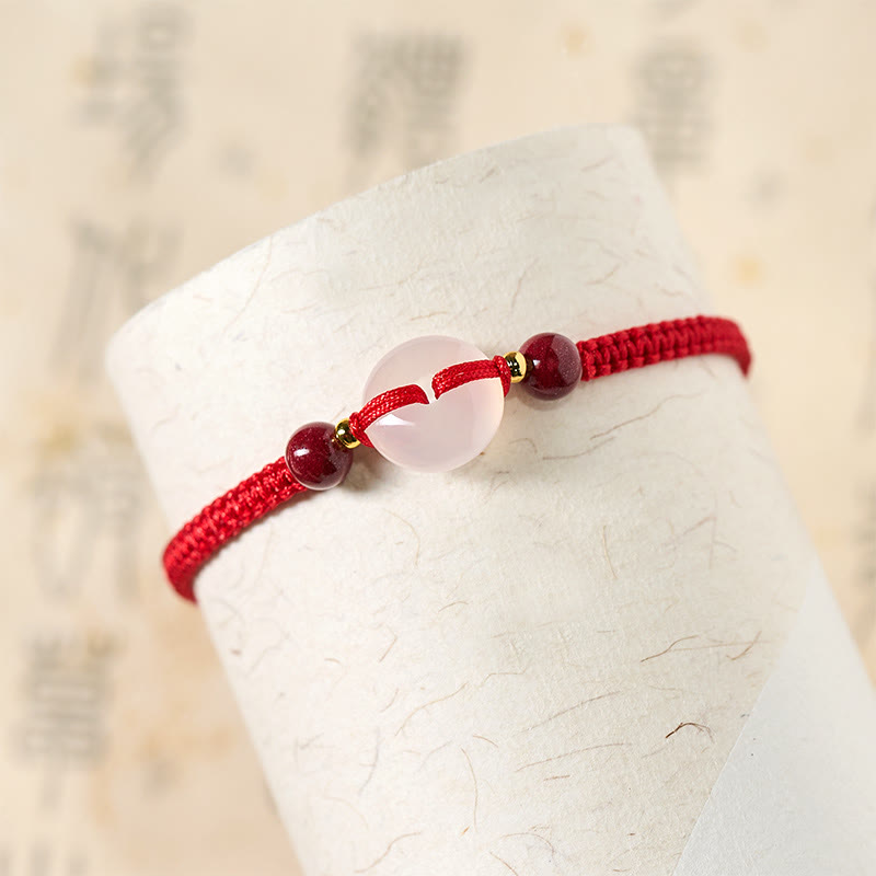 Nimara Ritual Peace Buckle White Agate Flat Knot Diamond Knot Red String Connection Bracelet