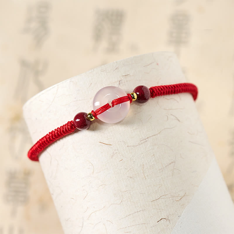 Nimara Ritual Peace Buckle White Agate Flat Knot Diamond Knot Red String Connection Bracelet