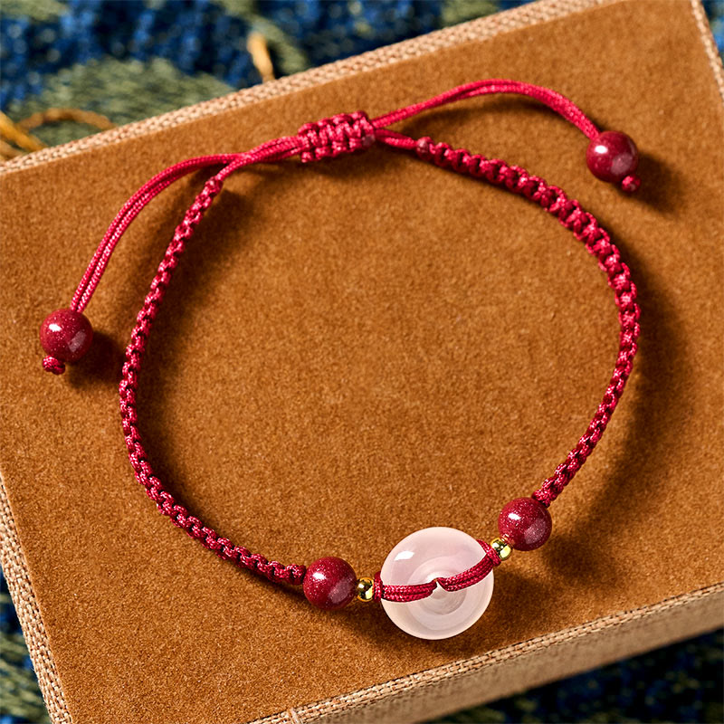 Nimara Ritual Peace Buckle White Agate Flat Knot Diamond Knot Red String Connection Bracelet