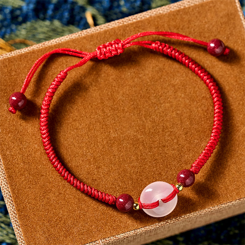Nimara Ritual Peace Buckle White Agate Flat Knot Diamond Knot Red String Connection Bracelet