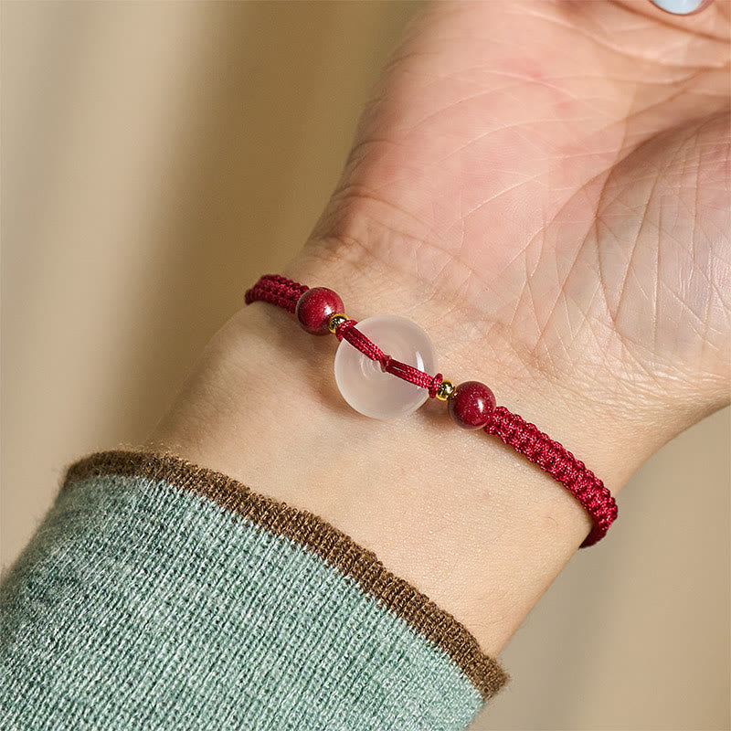 Nimara Ritual Peace Buckle White Agate Flat Knot Diamond Knot Red String Connection Bracelet