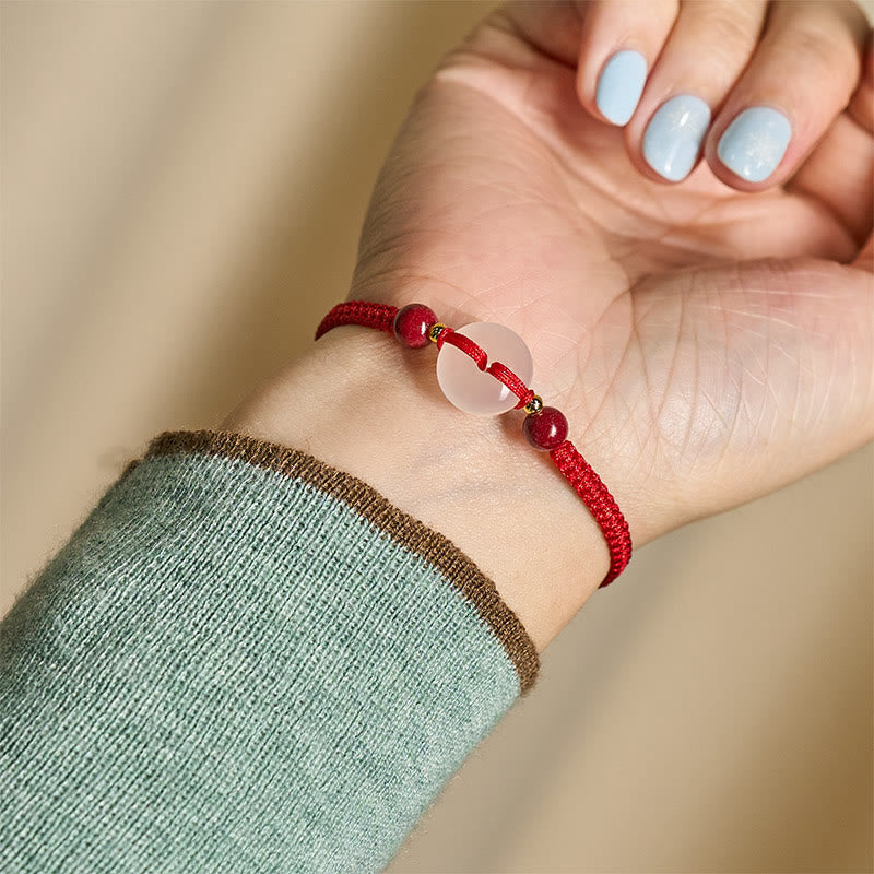 Nimara Ritual Peace Buckle White Agate Flat Knot Diamond Knot Red String Connection Bracelet