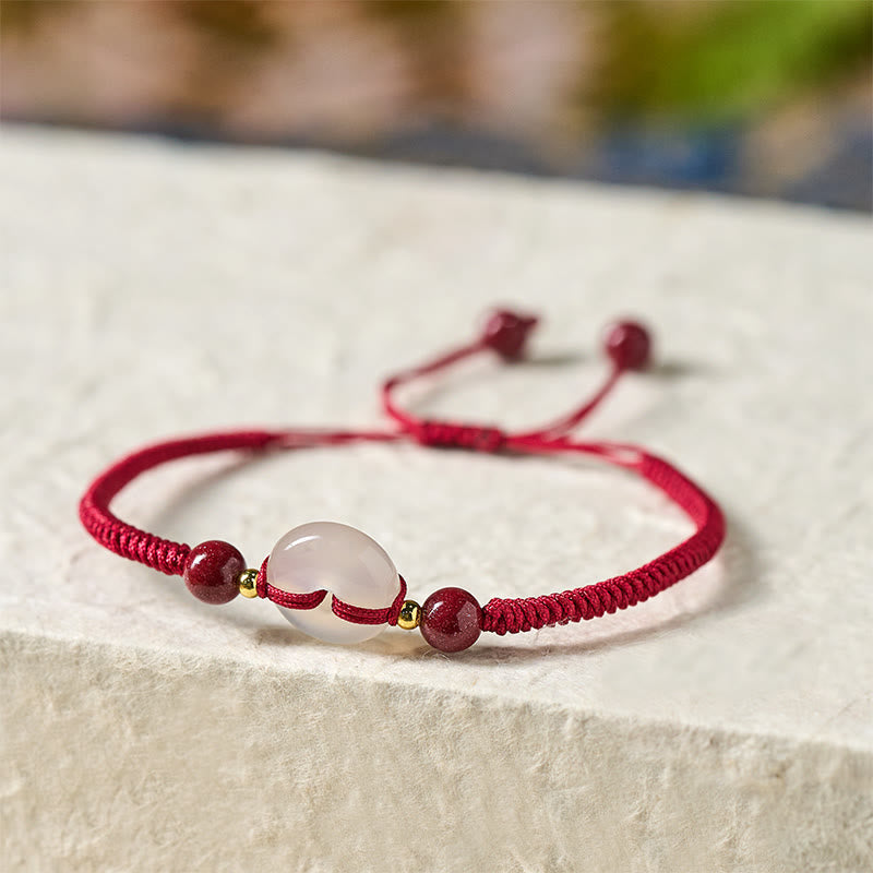 Nimara Ritual Peace Buckle White Agate Flat Knot Diamond Knot Red String Connection Bracelet