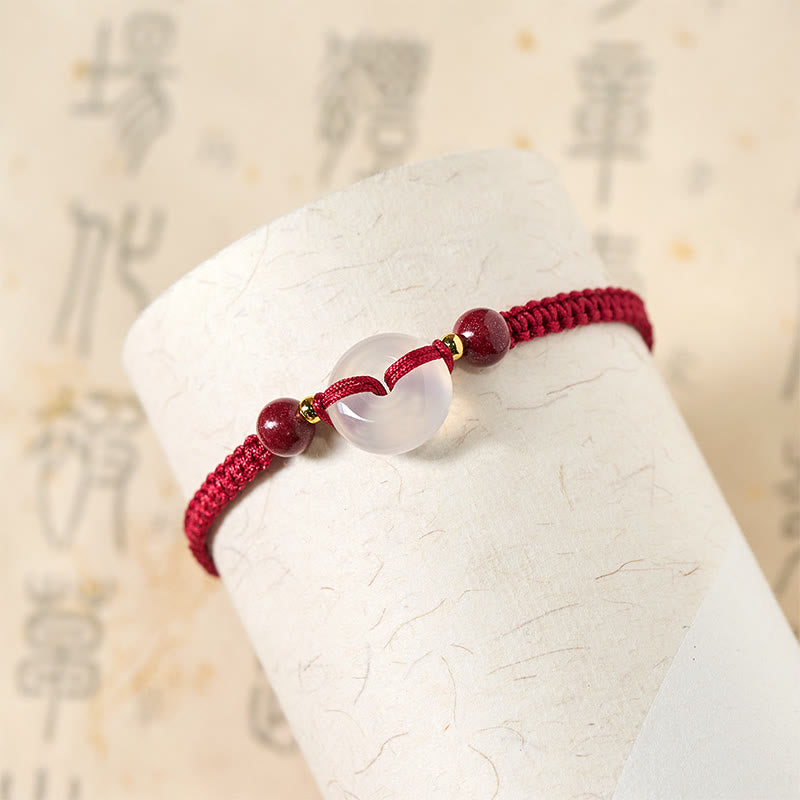 Nimara Ritual Peace Buckle White Agate Flat Knot Diamond Knot Red String Connection Bracelet