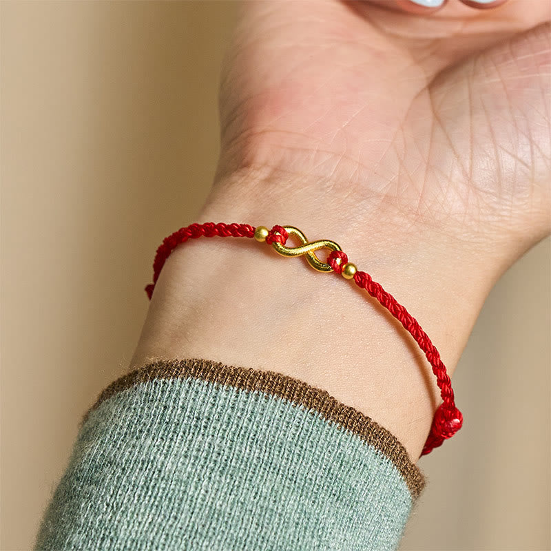 Nimara Ritual Infinity Charm Brass Red String Adjustable Protection Bracelet