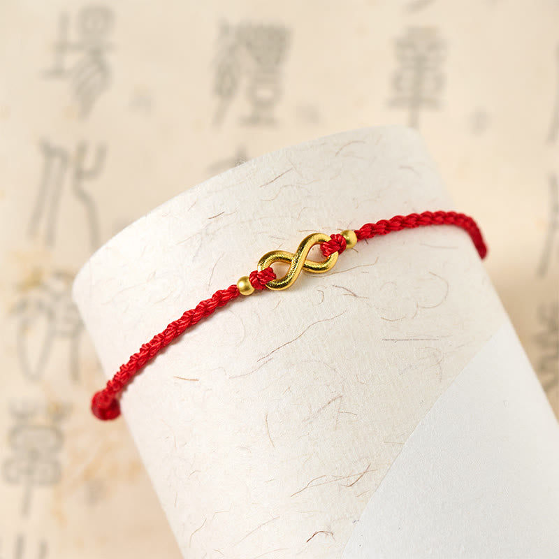 Nimara Ritual Infinity Charm Brass Red String Adjustable Protection Bracelet