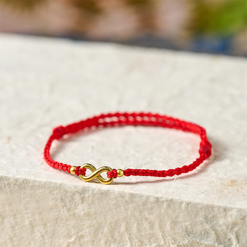 Nimara Ritual Infinity Charm Brass Red String Adjustable Protection Bracelet
