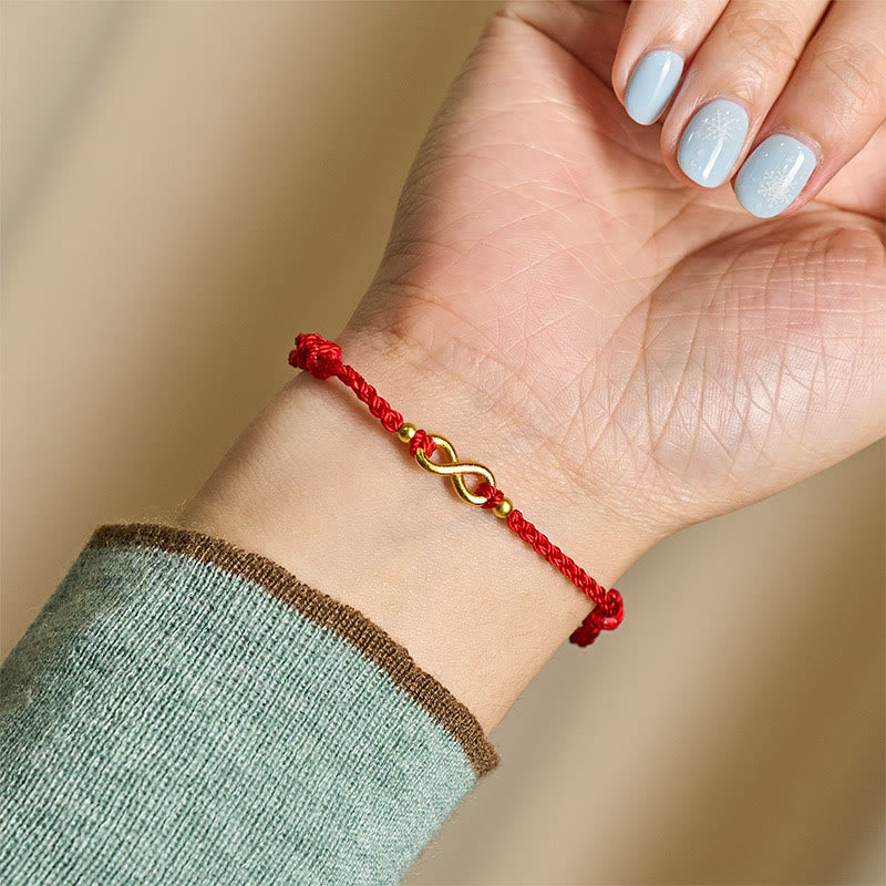 Nimara Ritual Infinity Charm Brass Red String Adjustable Protection Bracelet