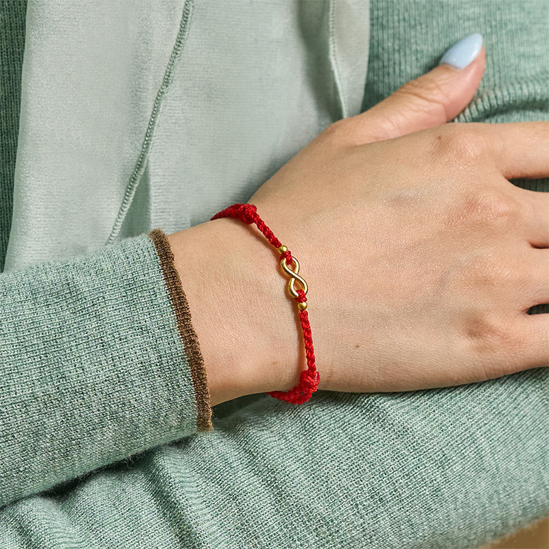 Nimara Ritual Infinity Charm Brass Red String Adjustable Protection Bracelet