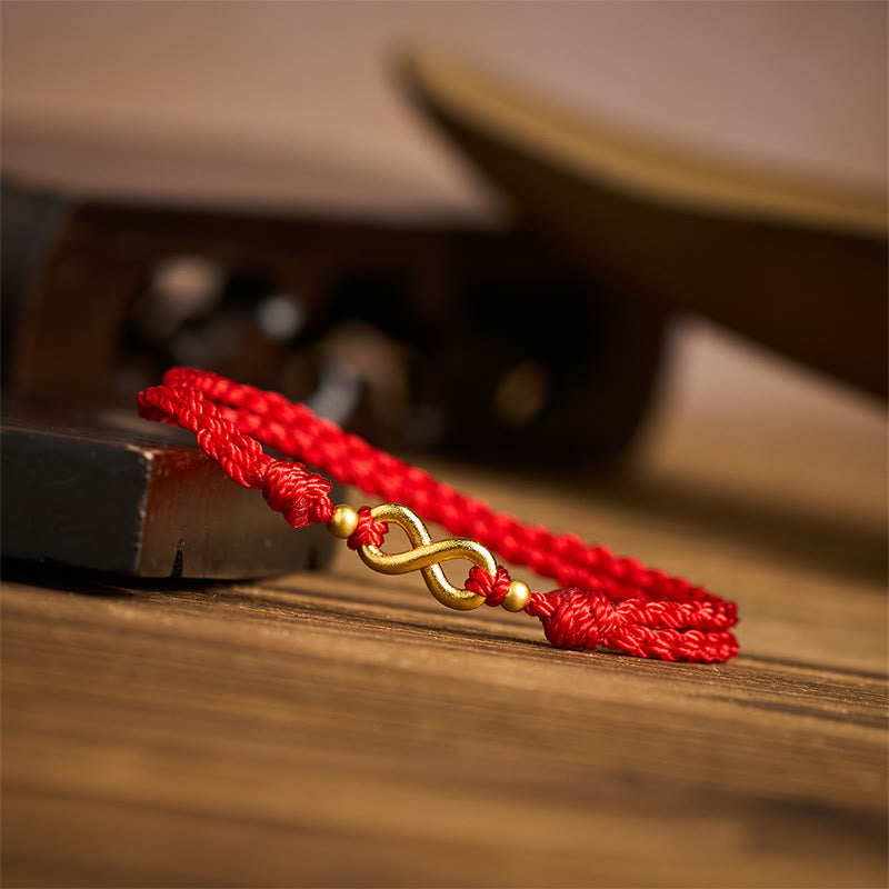 Nimara Ritual Infinity Charm Brass Red String Adjustable Protection Bracelet
