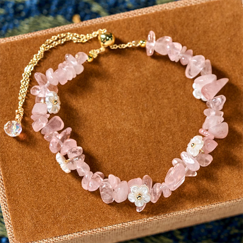 Nimara Ritual Irregular Crystal Flower Design Amethyst White Crystal Balance Bracelet