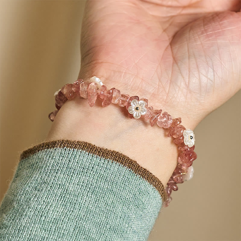 Nimara Ritual Irregular Crystal Flower Design Amethyst White Crystal Balance Bracelet