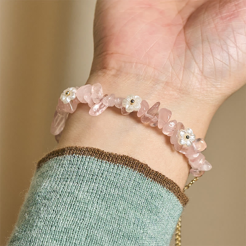 Nimara Ritual Irregular Crystal Flower Design Amethyst White Crystal Balance Bracelet