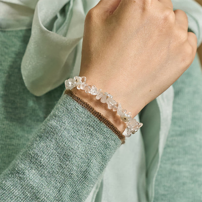 Nimara Ritual Irregular Crystal Flower Design Amethyst White Crystal Balance Bracelet