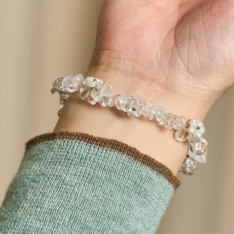 Nimara Ritual Irregular Crystal Flower Design Amethyst White Crystal Balance Bracelet