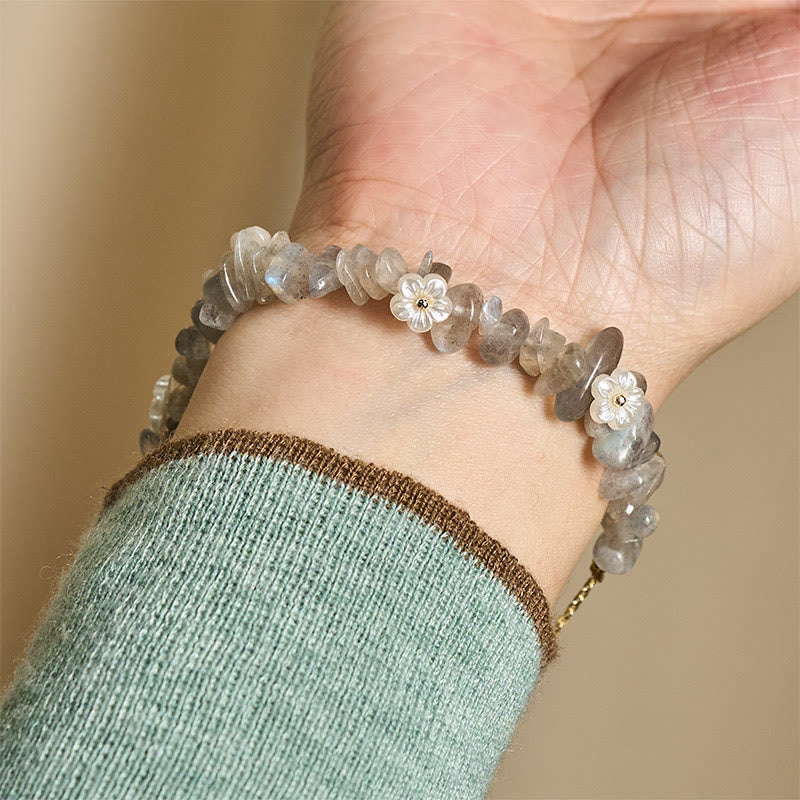 Nimara Ritual Irregular Crystal Flower Design Amethyst White Crystal Balance Bracelet