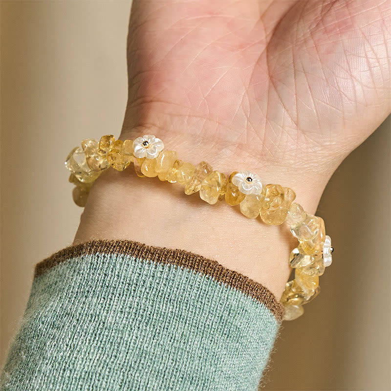 Nimara Ritual Irregular Crystal Flower Design Amethyst White Crystal Balance Bracelet