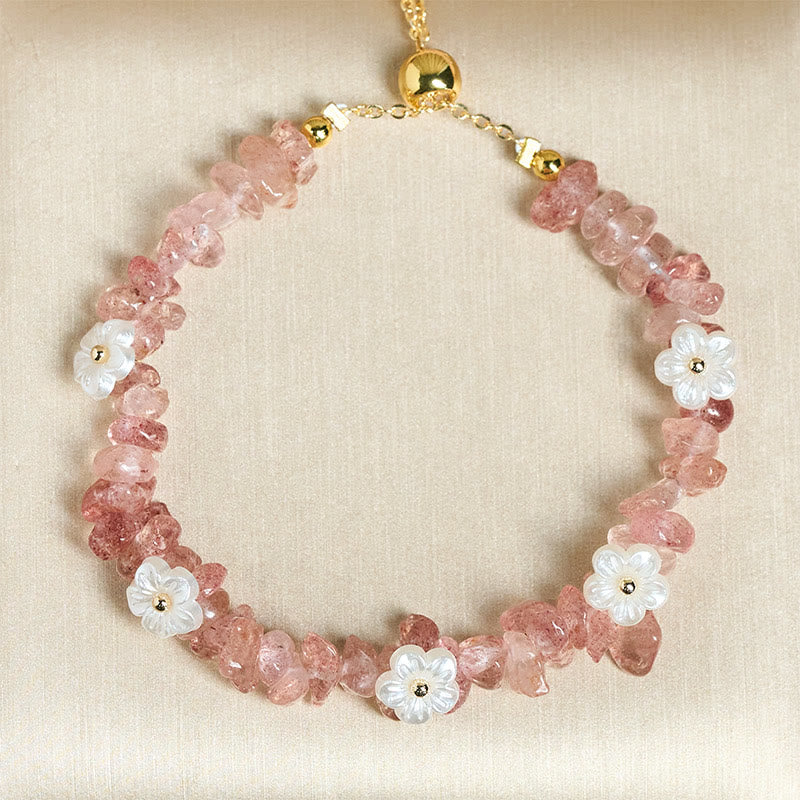 Nimara Ritual Irregular Crystal Flower Design Amethyst White Crystal Balance Bracelet