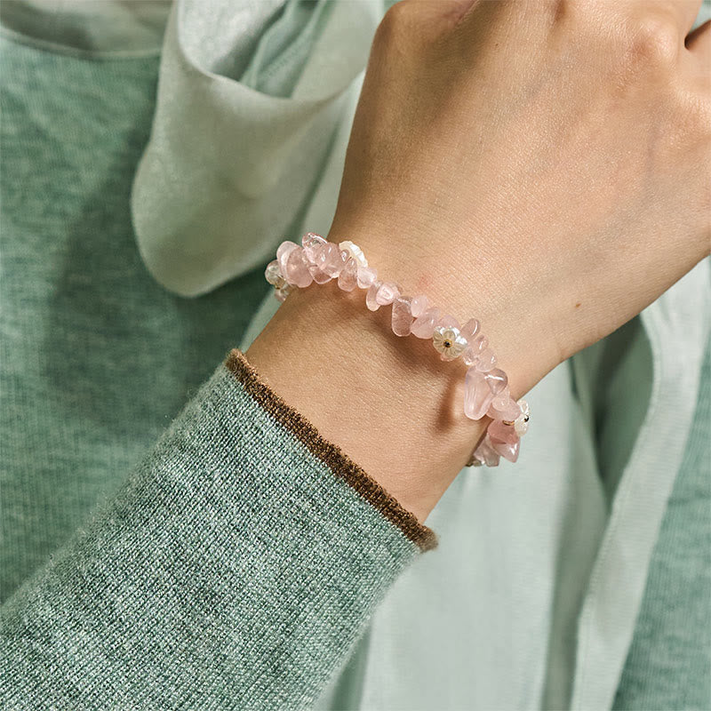 Nimara Ritual Irregular Crystal Flower Design Amethyst White Crystal Balance Bracelet