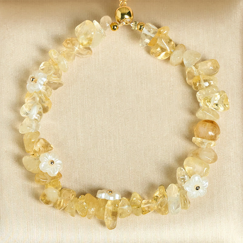 Nimara Ritual Irregular Crystal Flower Design Amethyst White Crystal Balance Bracelet