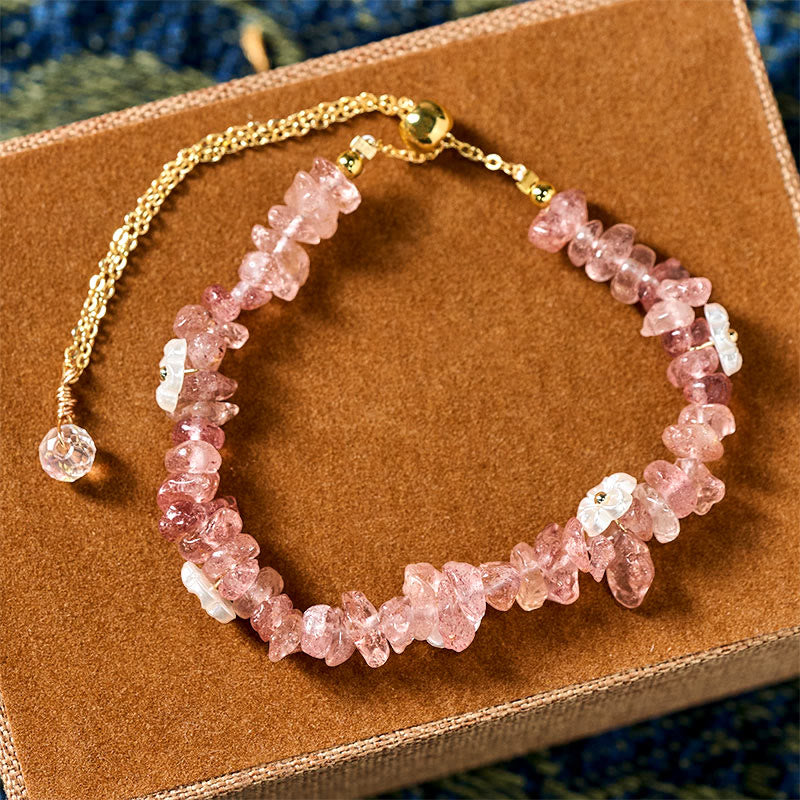 Nimara Ritual Irregular Crystal Flower Design Amethyst White Crystal Balance Bracelet