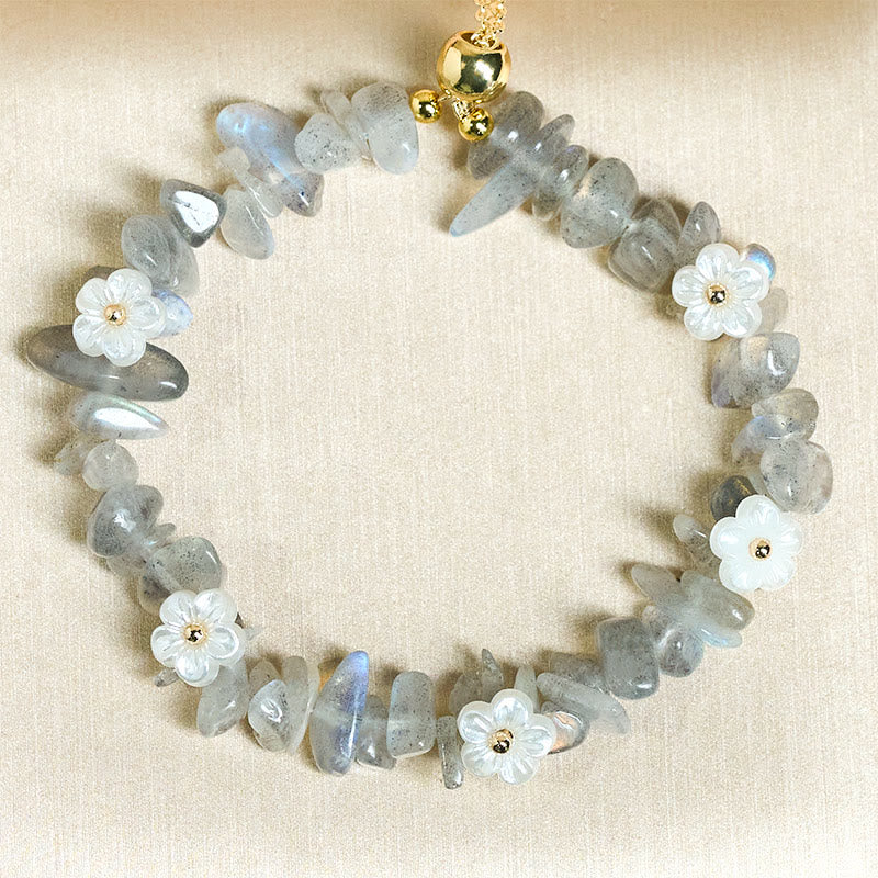 Nimara Ritual Irregular Crystal Flower Design Amethyst White Crystal Balance Bracelet