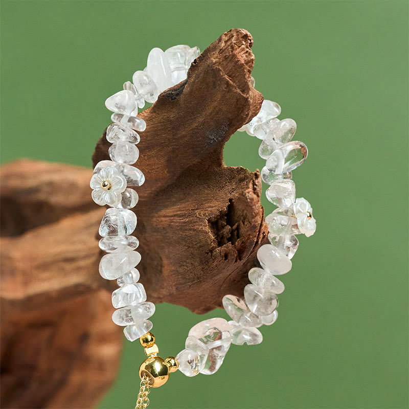 Nimara Ritual Irregular Crystal Flower Design Amethyst White Crystal Balance Bracelet