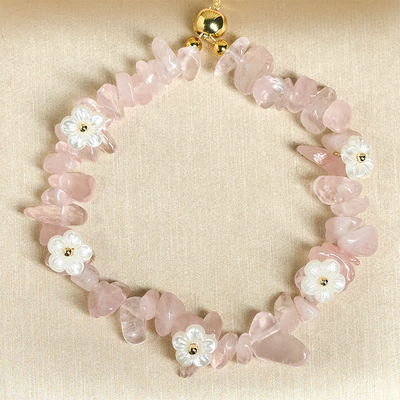 Nimara Ritual Irregular Crystal Flower Design Amethyst White Crystal Balance Bracelet