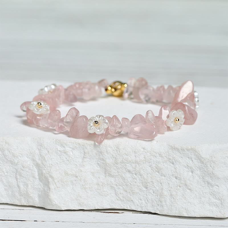 Nimara Ritual Irregular Crystal Flower Design Amethyst White Crystal Balance Bracelet
