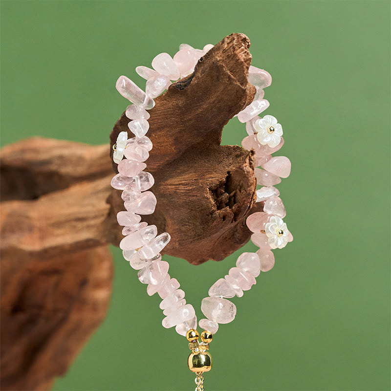 Nimara Ritual Irregular Crystal Flower Design Amethyst White Crystal Balance Bracelet