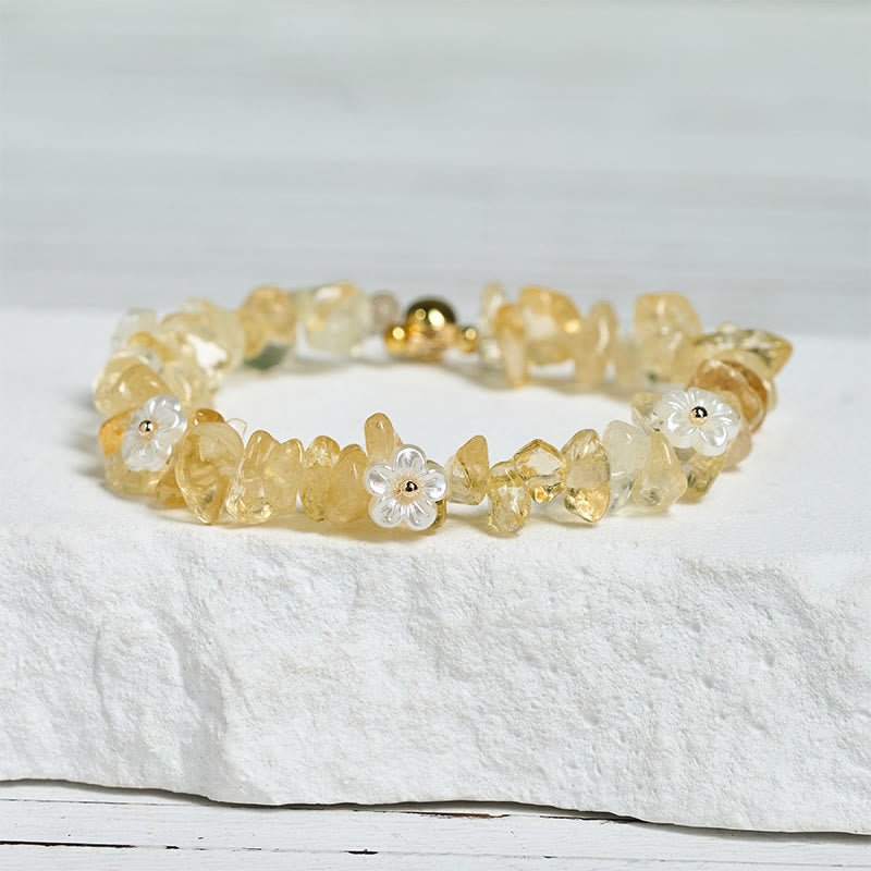 Nimara Ritual Irregular Crystal Flower Design Amethyst White Crystal Balance Bracelet