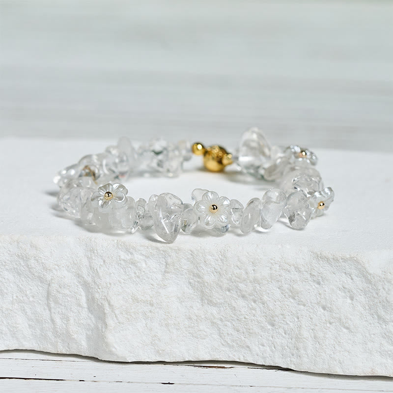 Nimara Ritual Irregular Crystal Flower Design Amethyst White Crystal Balance Bracelet