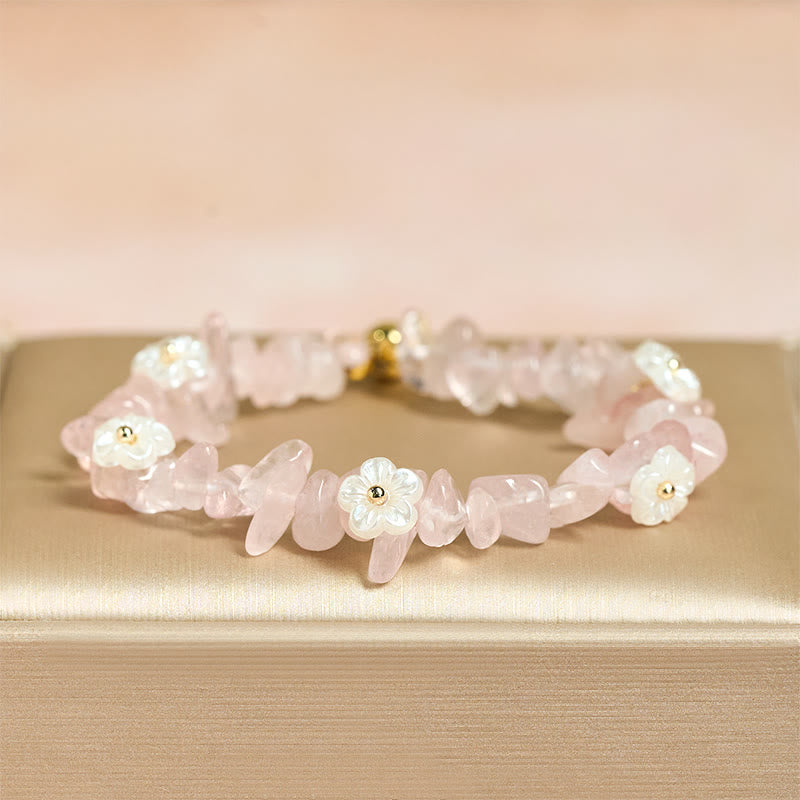 Nimara Ritual Irregular Crystal Flower Design Amethyst White Crystal Balance Bracelet