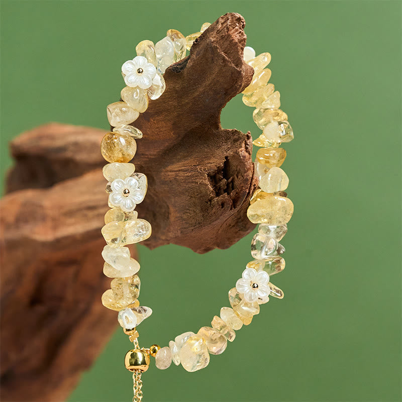 Nimara Ritual Irregular Crystal Flower Design Amethyst White Crystal Balance Bracelet