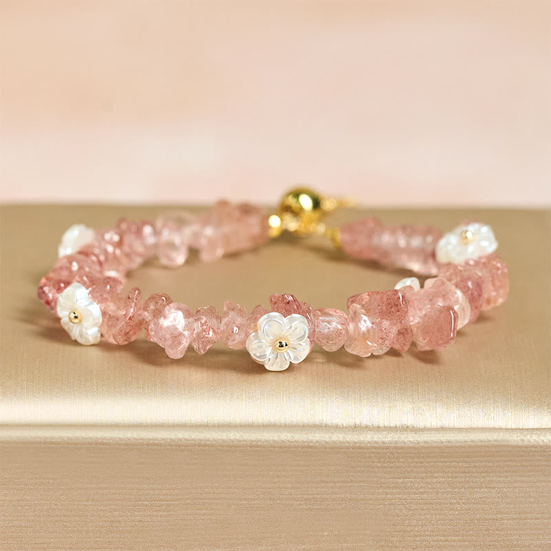 Nimara Ritual Irregular Crystal Flower Design Amethyst White Crystal Balance Bracelet