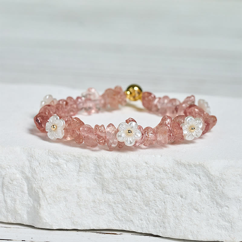 Nimara Ritual Irregular Crystal Flower Design Amethyst White Crystal Balance Bracelet
