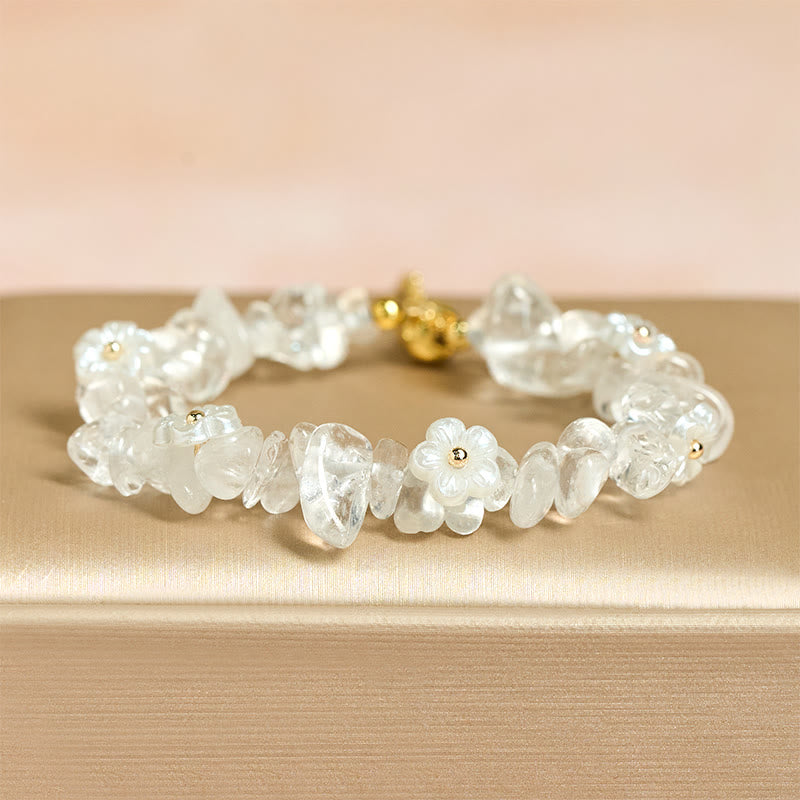 Nimara Ritual Irregular Crystal Flower Design Amethyst White Crystal Balance Bracelet