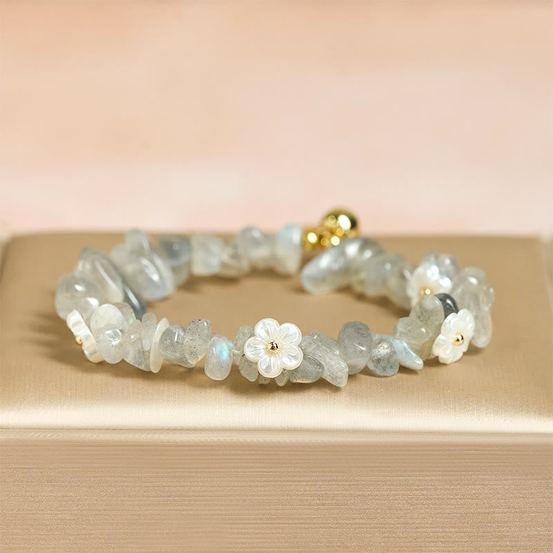 Nimara Ritual Irregular Crystal Flower Design Amethyst White Crystal Balance Bracelet