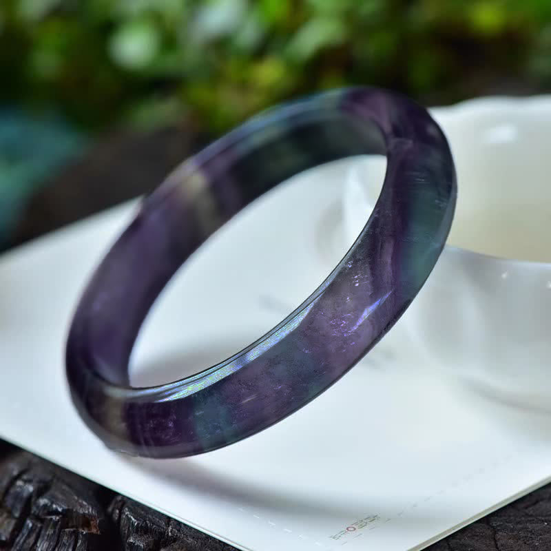 Nimara Ritual Natural Fluorite Protection Power Bracelet Bangle-Natural variations; item may differ from photos