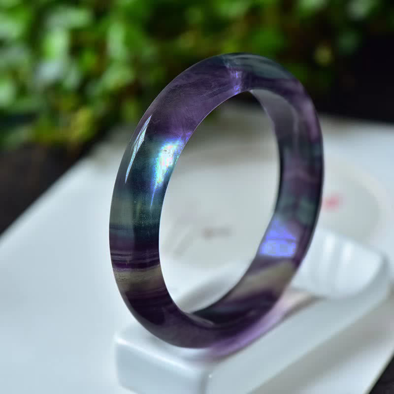 Nimara Ritual Natural Fluorite Protection Power Bracelet Bangle-Natural variations; item may differ from photos
