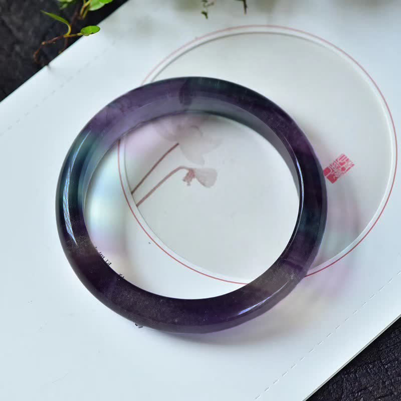 Nimara Ritual Natural Fluorite Protection Power Bracelet Bangle-Natural variations; item may differ from photos